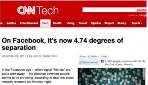 facebook degrees of separation Facebook 4.74 Degrees of Separation
