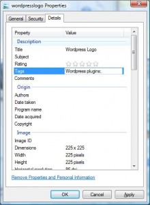 Wordpress Logo Properties Images Properties Detail Tab